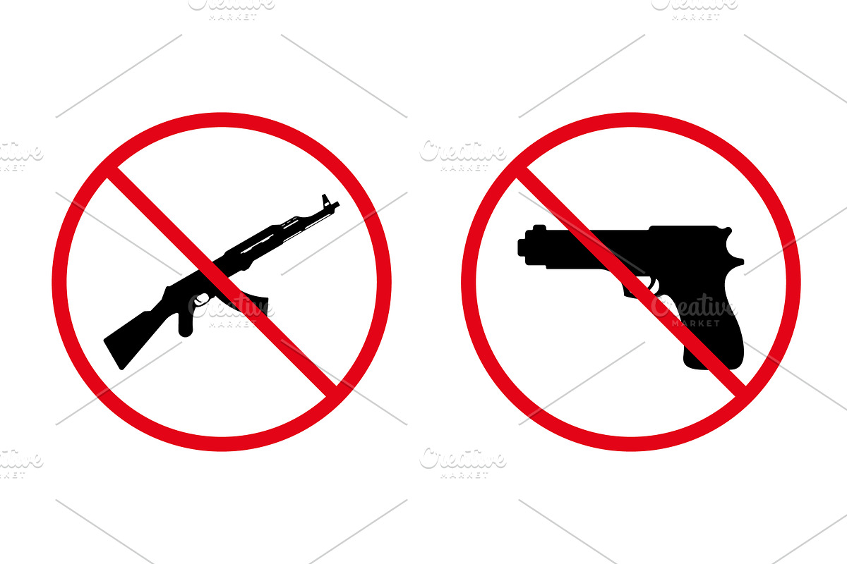 Hand Gun and AK 47 Automatic, an Object Illustration by Vector Creator
