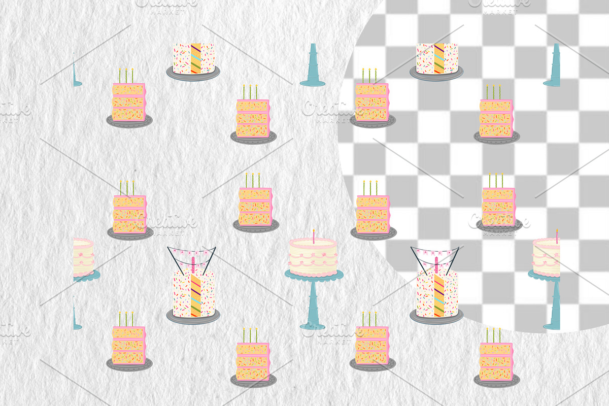 Dopamine Cakes Seamless Pattern Set, a Food Illustration by Oleksandra Illustrates (Photo 6 of 14)
