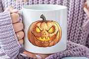 Pumpkin Face Funny Halloween Clipart, an Illustration by CraftArtStudio (Thumbnail 5 of 6)