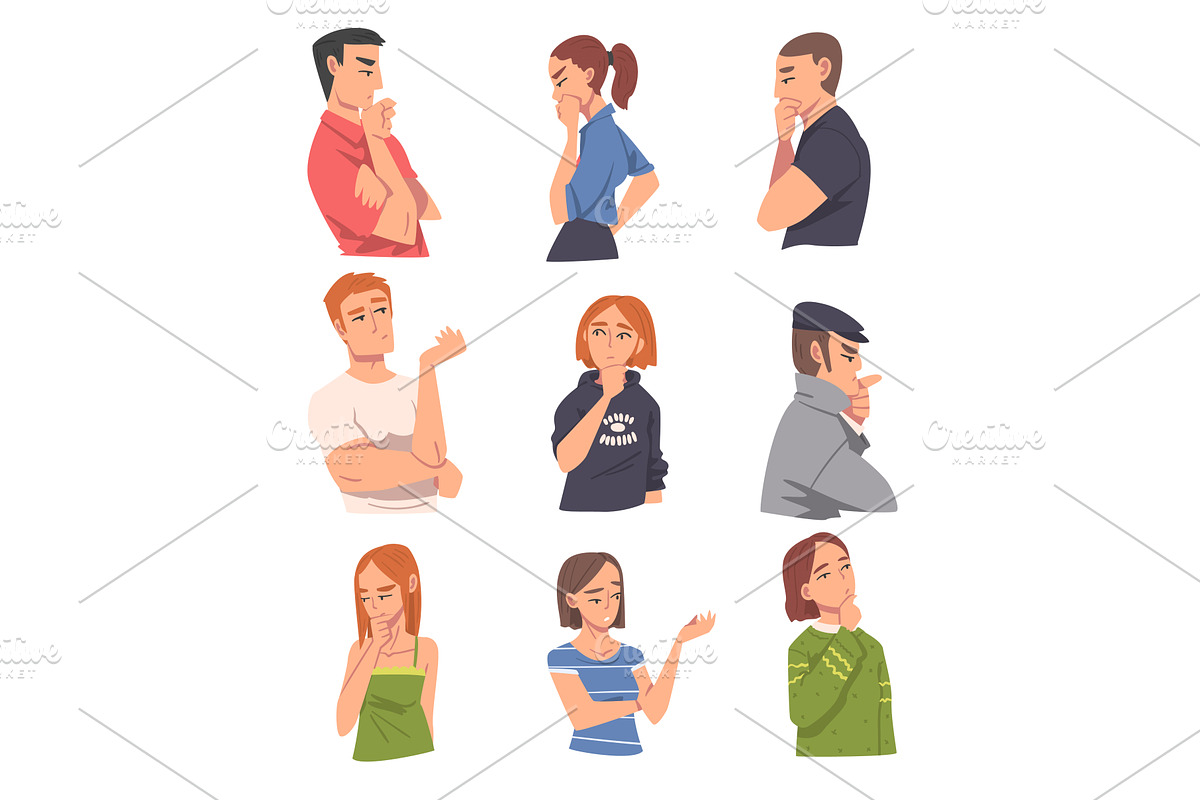 People Thinking or Solving Problems, a Person Illustration by TopVectors