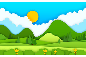Paper cut mountains landscape, a Decorative Illustration by Buch&Bee