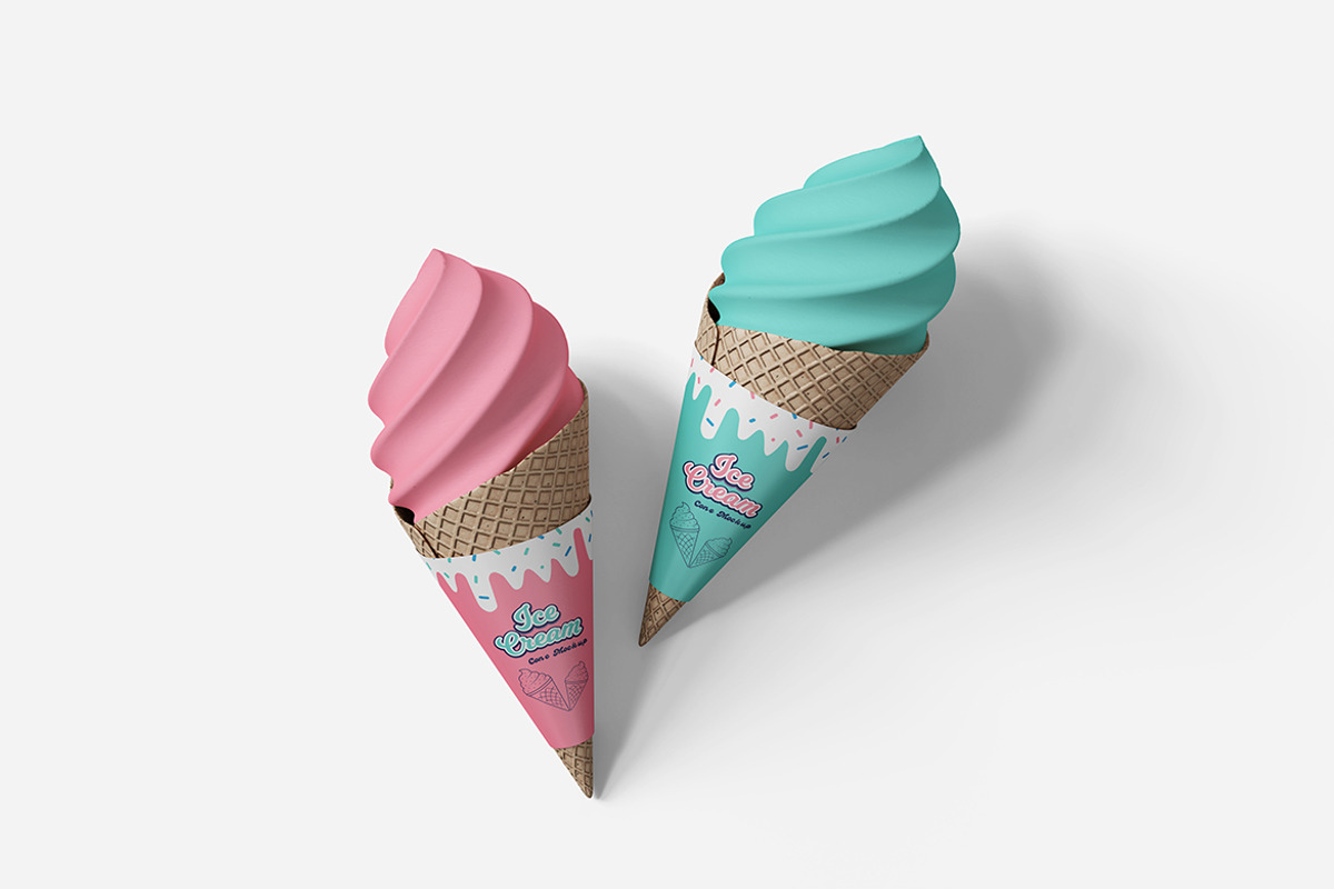 Ice Cream Cone Mockup PSD Branding, an Advertising Mockup by Indah (Photo 6 of 6)