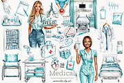 Medical Clipart Set | Nurse & Doctor, a Work Illustration by GlamArtZhanna (Thumbnail 1 of 8)