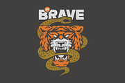 Be Brave Tiger Snake, an Animal Illustration by Mangustudio (Thumbnail 1 of 3)