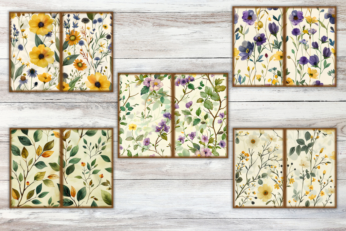 Botanical junk journal pages,, a Texture Illustration by Shabbypaperboutique (Photo 2 of 3)