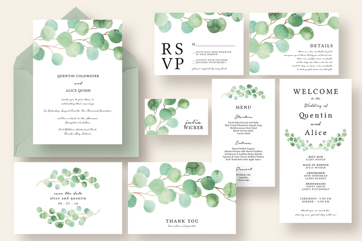 Dreamy Eucalyptus Wedding Suite, an Invitation Template by Knotted Design (Photo 1 of 6)