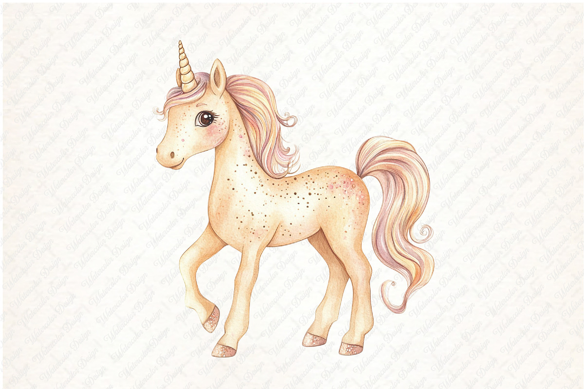 Neutral Unicorn Clipart, an Illustration by Watercolor design (Photo 11 of 12)