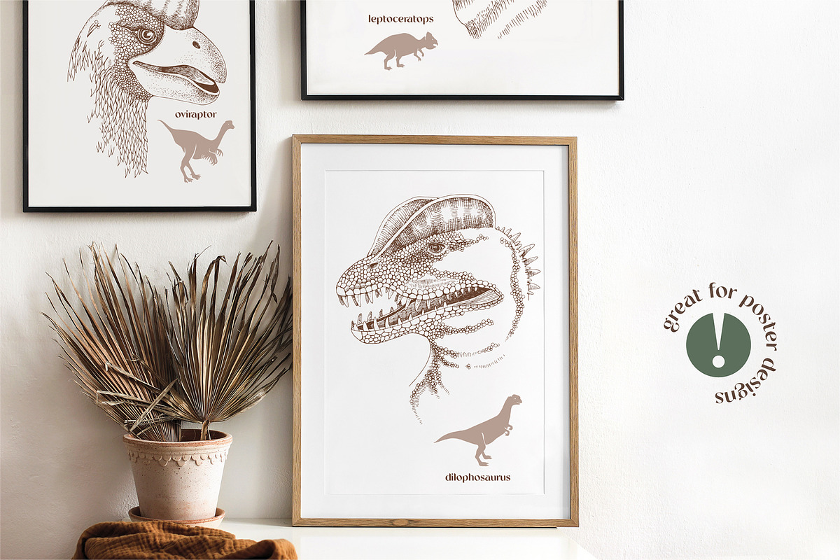 Hand drawn dinosaurs set, an Animal Illustration by handsketched (Photo 4 of 9)