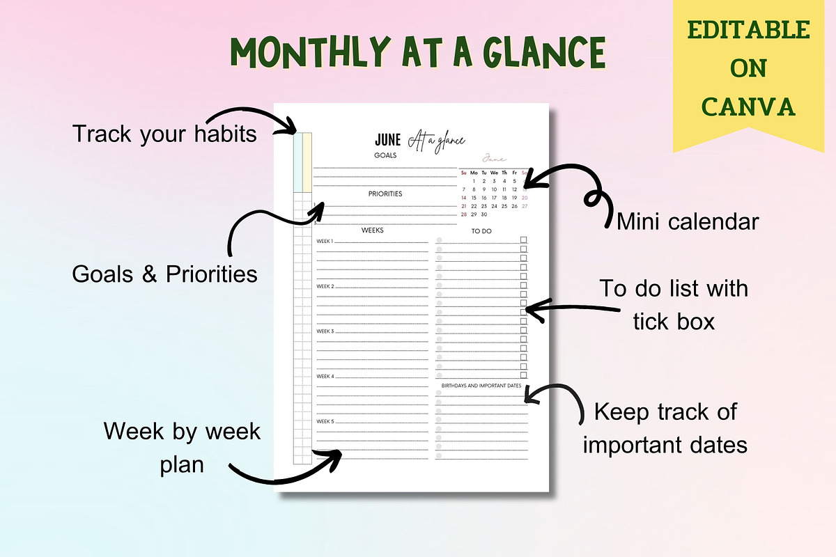 2026 Monthly Planner-Canva Template, a Templates & Theme by Adalin Shop (Photo 5 of 12)