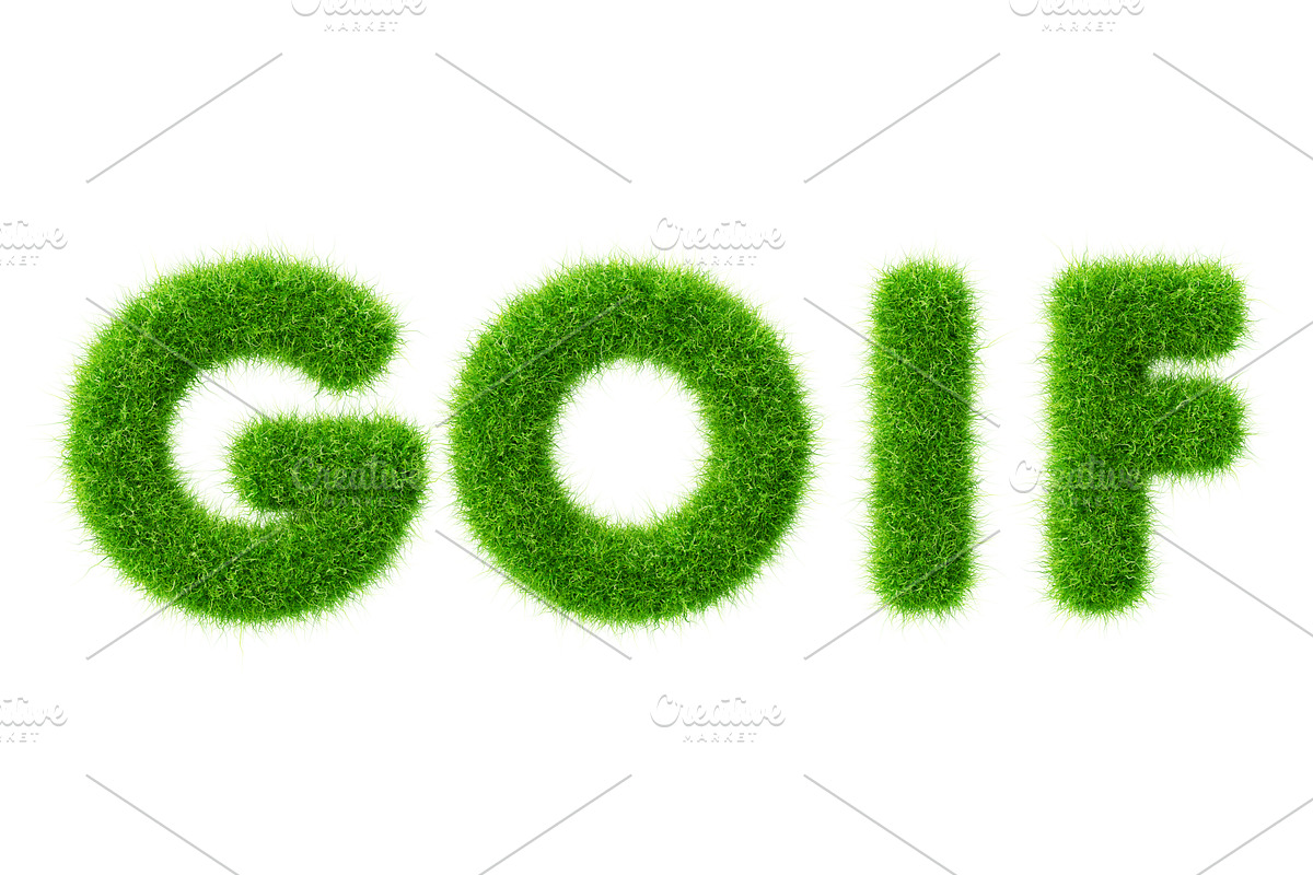 3d word GOLF text with green grass, a Sport Illustration by Marozhkastudio