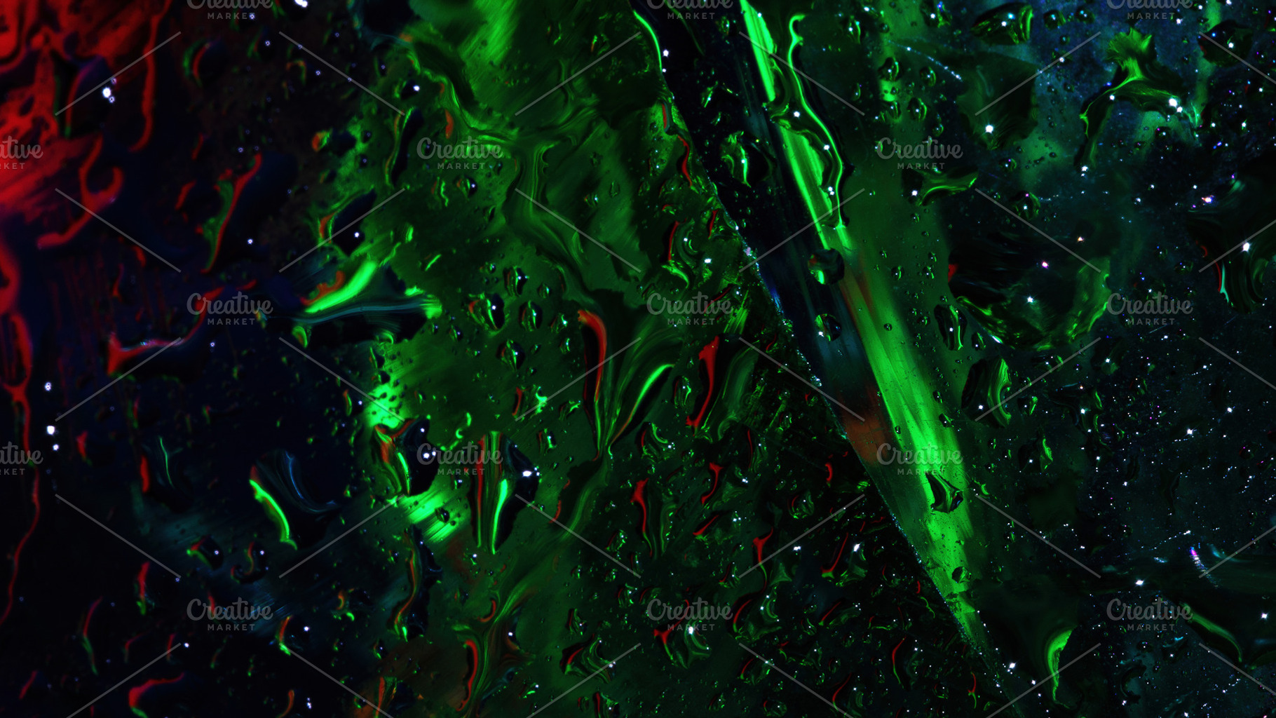 Close-up of wet glass surface with vibrant green and red neon re, a Background Photo by Ales Munt