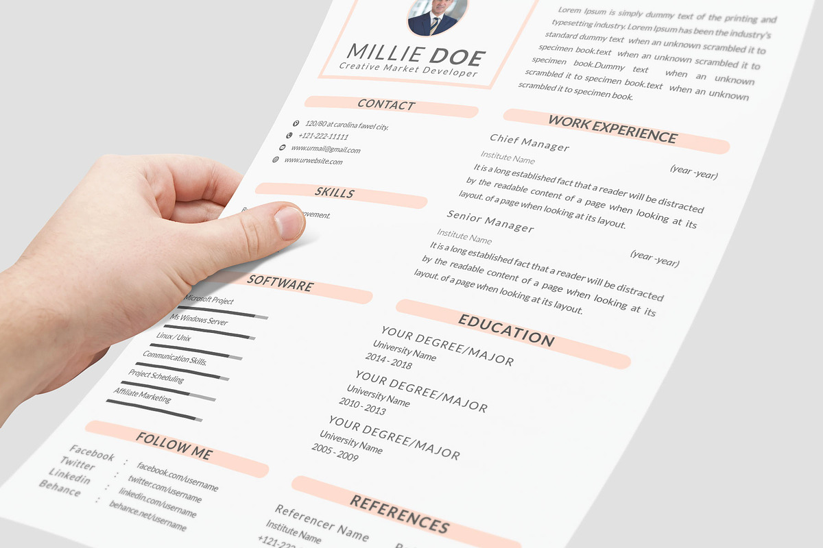 Resume Template and Cover Letter, a Resume Template by designvillage (Photo 7 of 13)