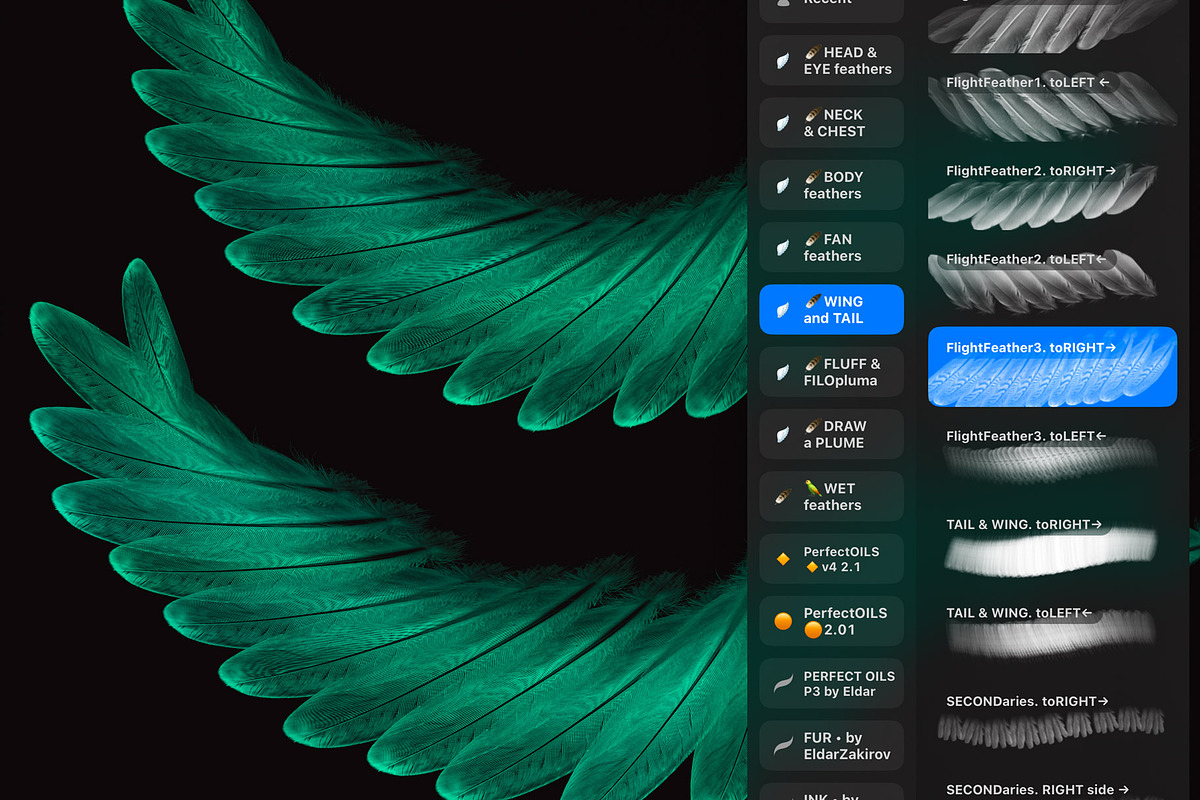 Plumage Atelier. Procreate Brushes, a Brush Add-On by Eldar Zakirov's (Photo 19 of 25)