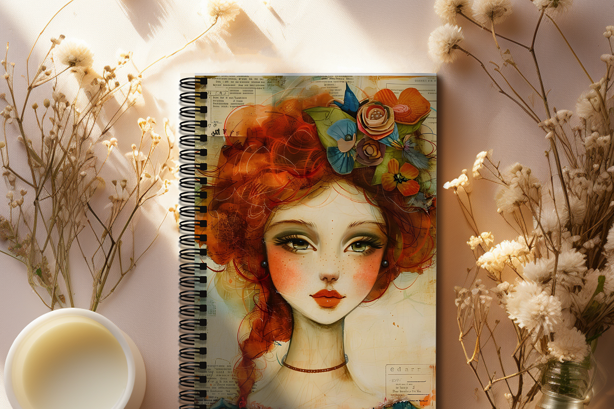 ORANGE WHIMSICAL GIRLS JUNK JOURNAL, a Person Illustration by Daring Digies (Photo 6 of 6)