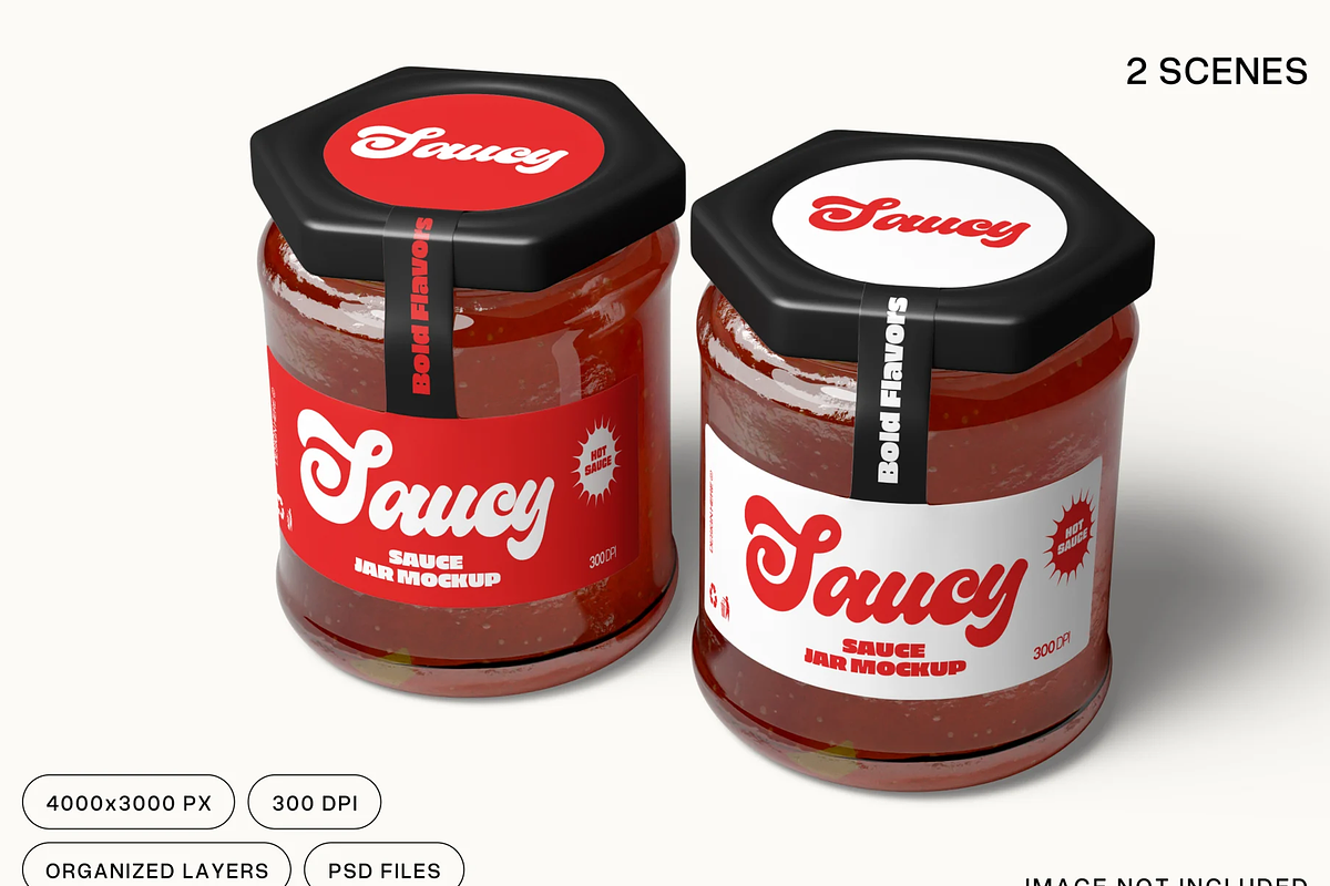 Glass Sauce Jar Label Mockup, a Packaging Mockup by graphicsauce (Photo 1 of 4)