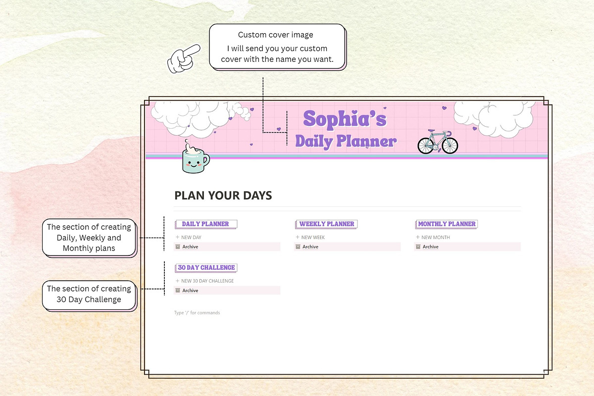 Aeshetic Notion Planner Template, a Templates & Theme by DaisyStudio (Photo 3 of 9)
