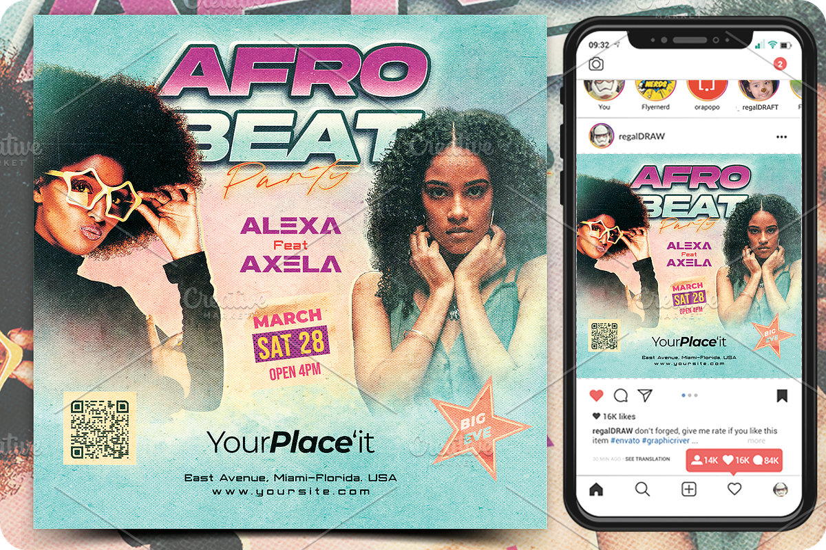 Afro Beat Party Flyer, a Flyer Template by regalDRAW (Photo 4 of 4)