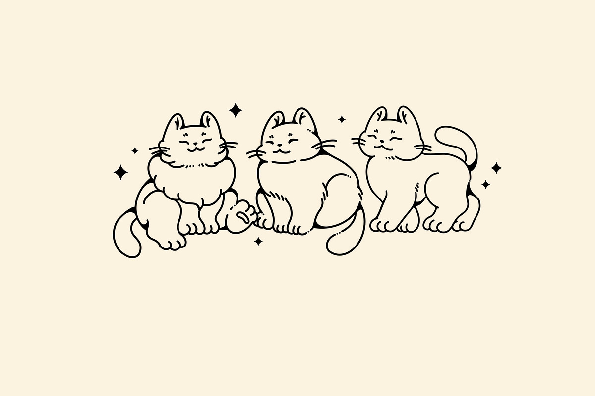 Lazy cute cats. Lineart collection, an Animal Illustration by heyXeni (Photo 6 of 11)