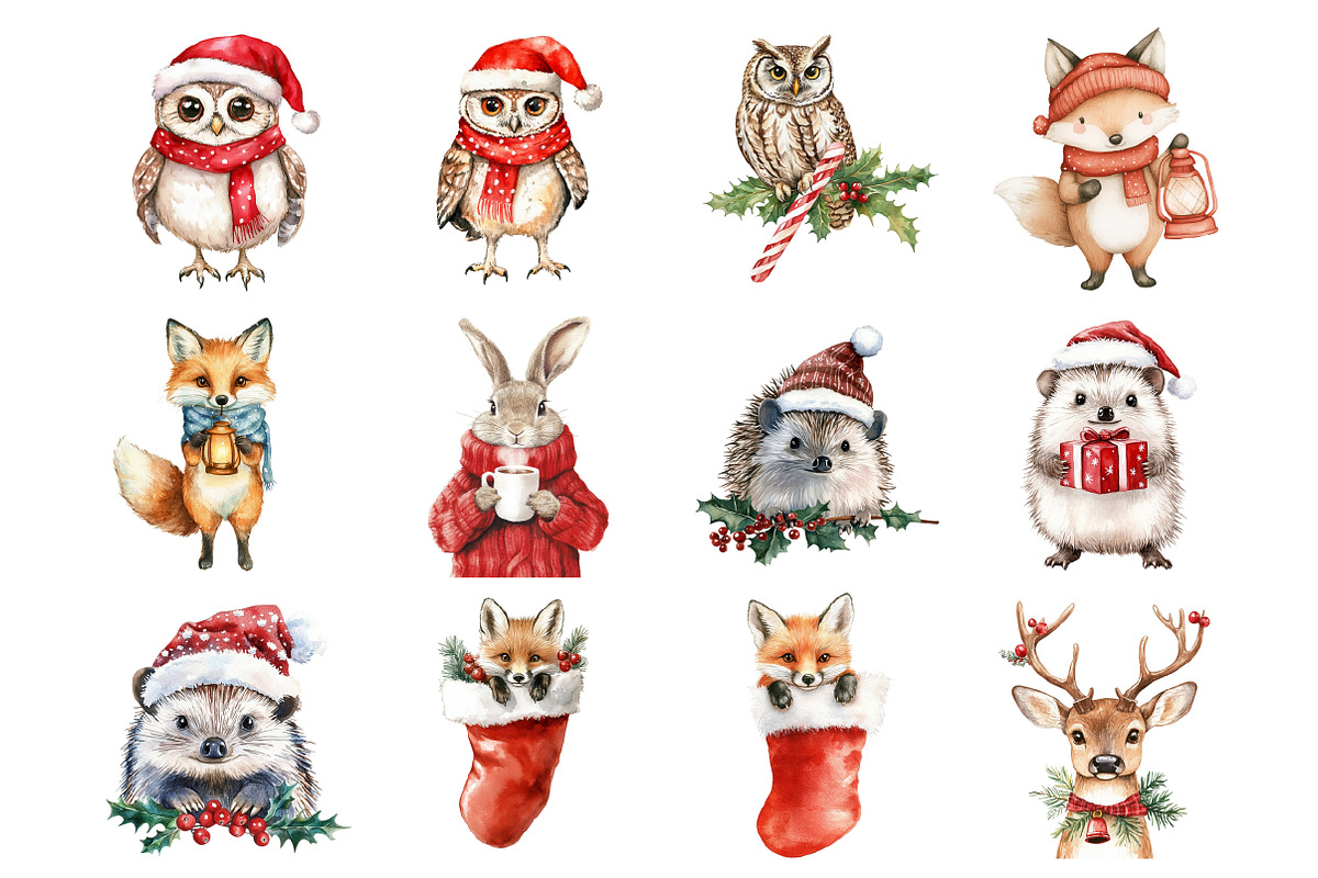 Christmas Woodland Animals, an Illustration by Design Market (Photo 2 of 4)