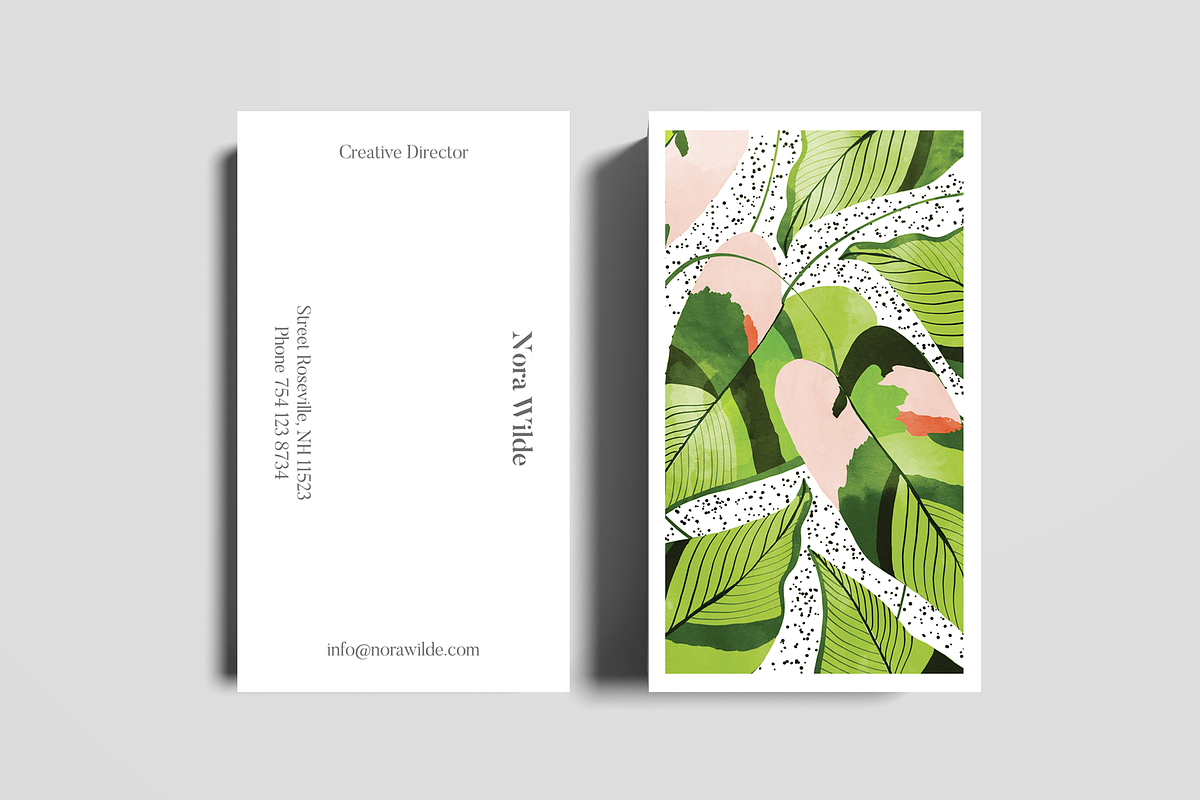 Blushing Leaves Business Card Templa, a Business Card Template by Human-made. Made to feel. (Photo 1 of 2)