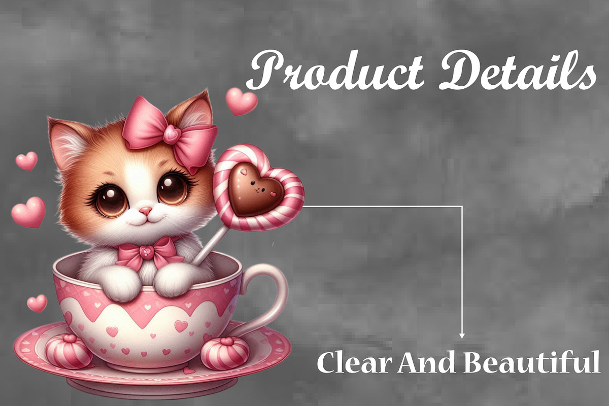 Valentine Cute Cat Clipart Bundle, a Seasonal Illustration by Craft Nest (Photo 3 of 5)