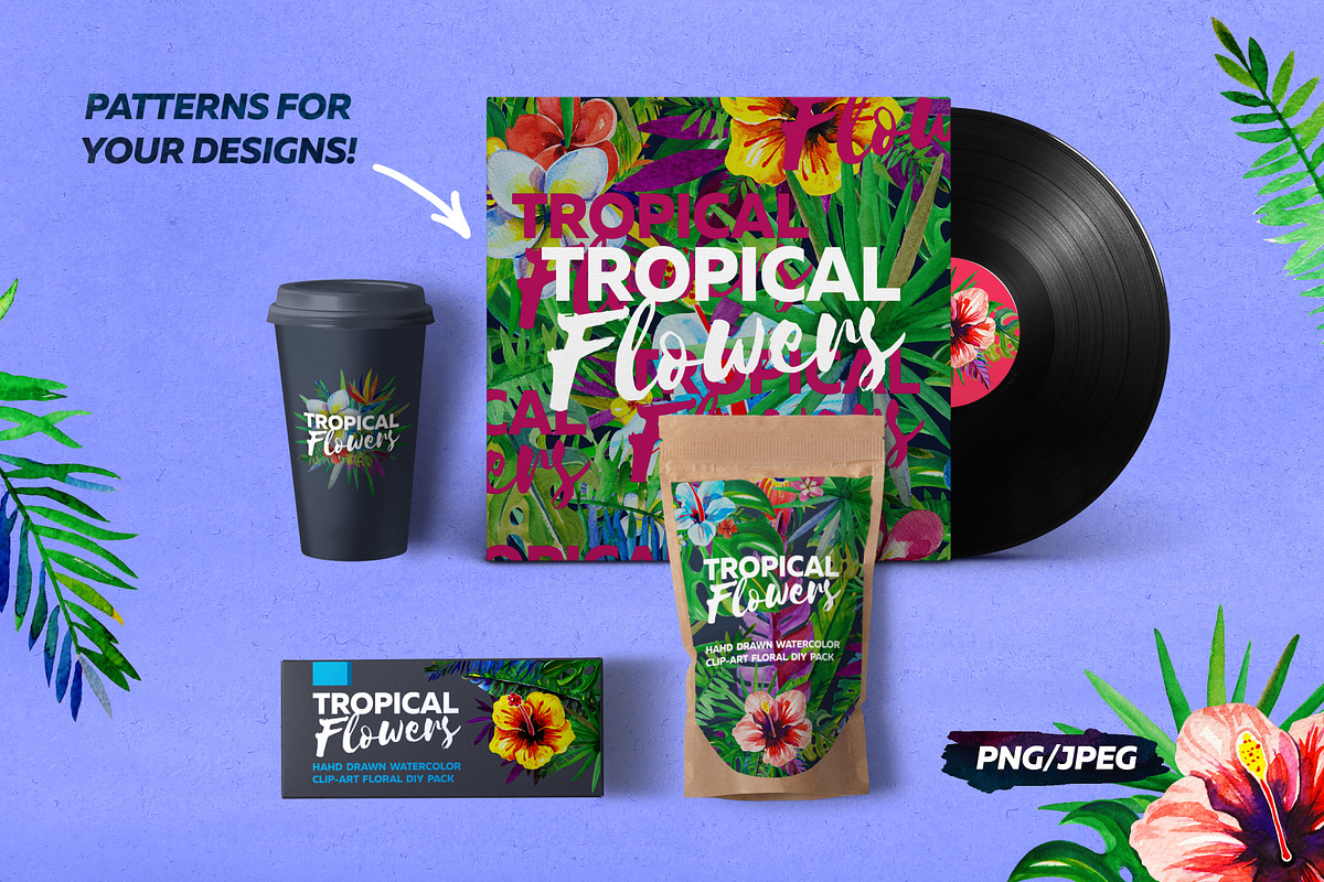 Watercolor Tropical Flowers, a Decorative Illustration by BLAZTIGRA (Photo 2 of 6)