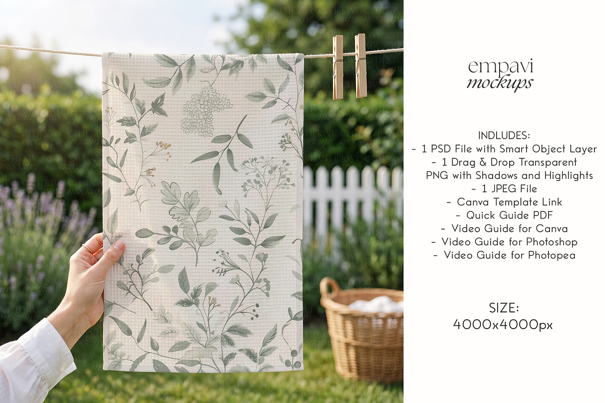 Microfiber Tea Towel Mockup, a Household Mockup by EmpaviMockups (Photo 4 of 6)
