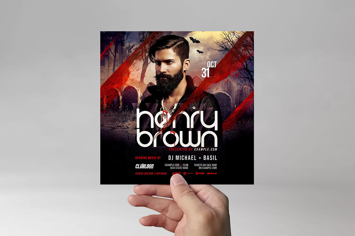 Halloween DJ Flyer Template, a Flyer Template by BrandPacks (Photo 4 of 6)