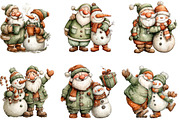 Winter Santa-Snowman Clipart, an Illustration by CraftArtStudio (Thumbnail 3 of 6)