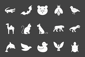 60 Animals & Insects Glyph Inverted