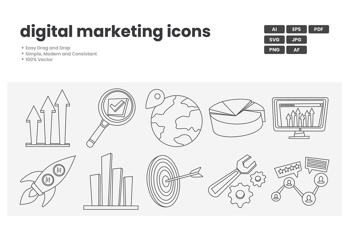 Marketing Icon Pack, an Outline Icon by erifqizeicon (Photo 1 of 3)