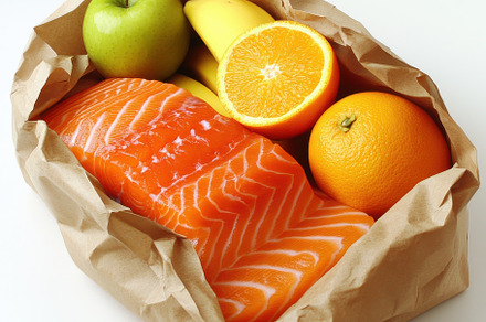 Paper bag with arrangement of differ, a Food & Drink Photo by Pixeness