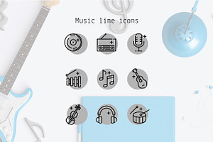 Music Line Icons, an Outline Icon by Lyolya Profitrolya
