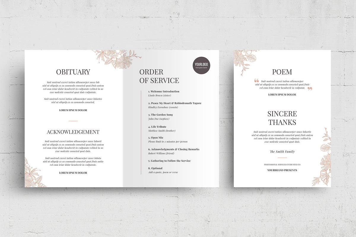 Funeral Service Brochure With Floral, a Flyer Template by BrandPacks (Photo 9 of 9)