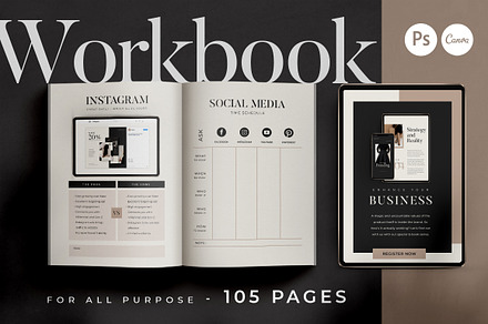 Workbook Creator For Coach CANVA PS, a Magazine Template by Eviory