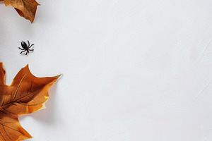 Halloween pumpkin frame with spiders and autumn leaves, a Nature Photo by José Manuel Gelpi