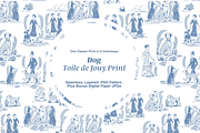 Dog Toile de Jouy Pattern, a Background Graphic by Hughes Studio (Thumbnail 1 of 8)