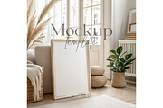 Boho Living Room Poster Frame Mockup, a Product Mockup by MockupWizard (Thumbnail 1 of 5)