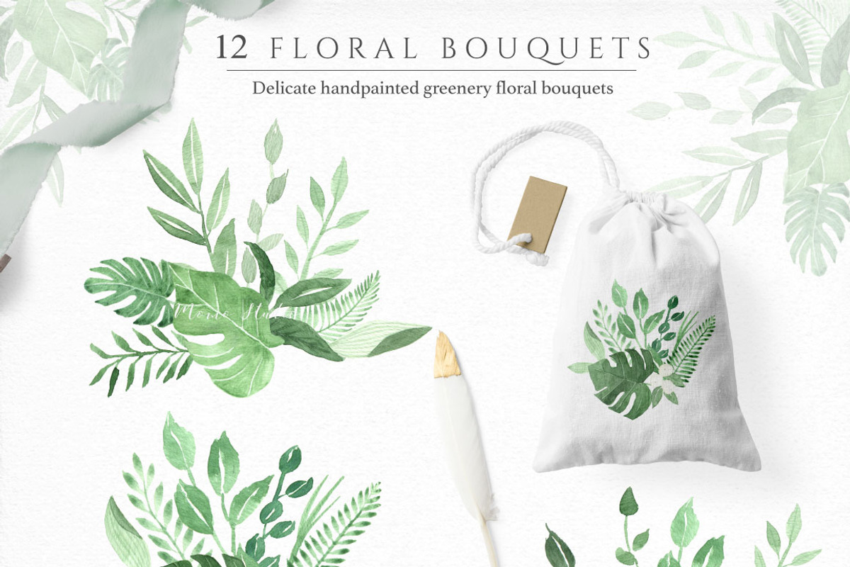 Botanica Watercolor Greenery Leaves, a Decorative Illustration by Momo Studio (Photo 3 of 16)