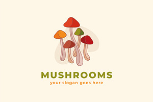 Hand draw mushrooms logo template, a Templates & Theme by DesignToonsy