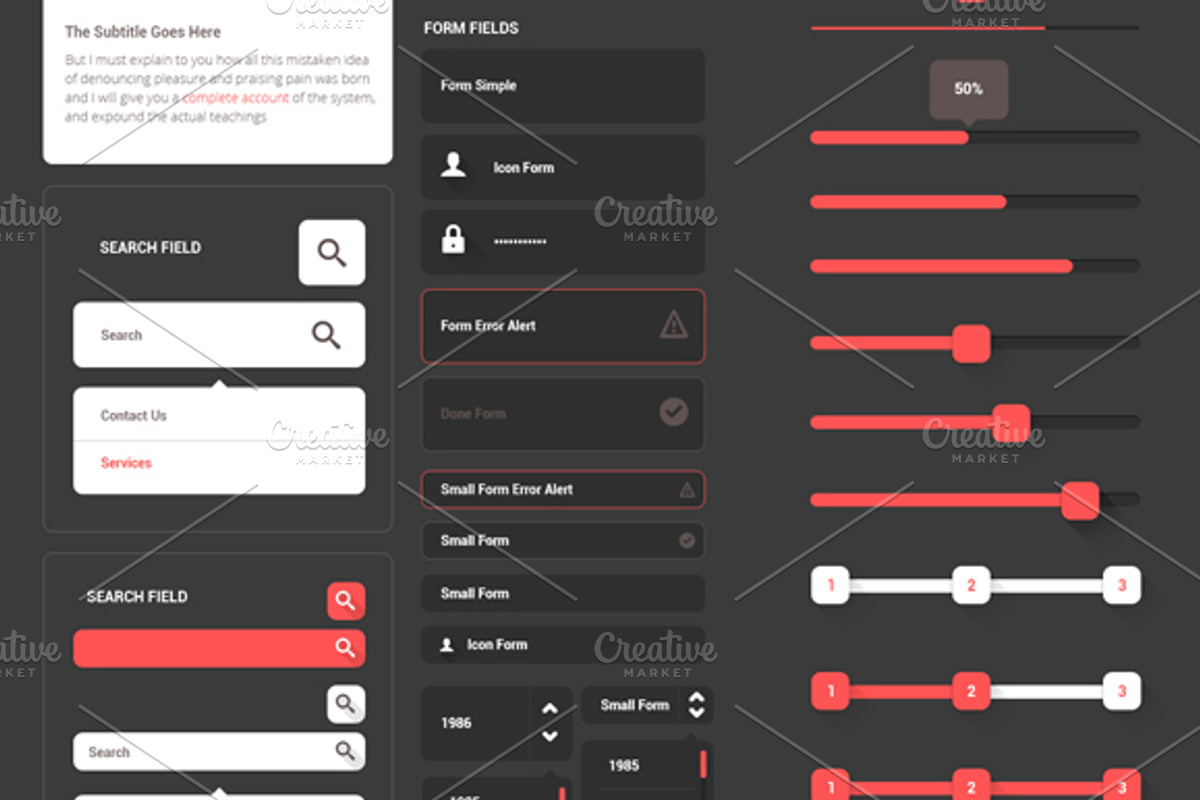 Awesome Flat Ui Kit - PSD, an UI Kit Template by IB