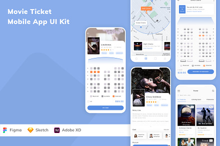 Movie Ticket Mobile App UI Kit, an UI Kit Template by Betush