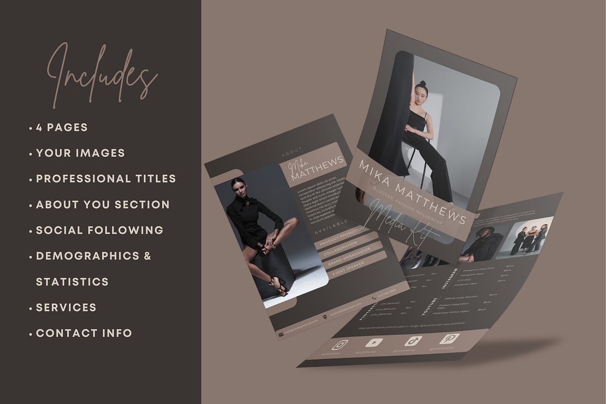 4 Page Media Kit Template Dark Theme, a Presentation Template by CoCreatorDesigns (Photo 5 of 10)