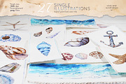 Marine Seaside Nautical set, an Object Graphic by Aquarellina (Thumbnail 2 of 12)