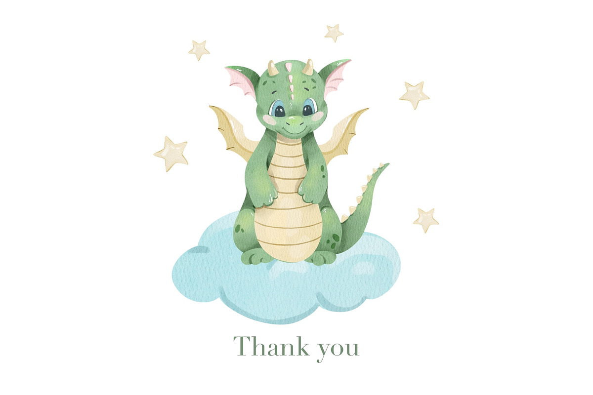 Dragons Watercolor Clipart, an Animal Illustration by ArtGiftsStudio (Photo 6 of 6)