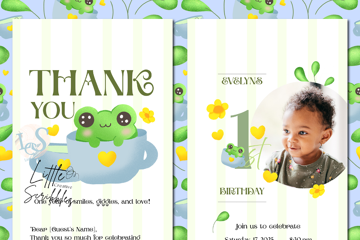 First Birthday Frog Invitation, an Invitation Template by Little Creative Scribbles (Photo 5 of 6)