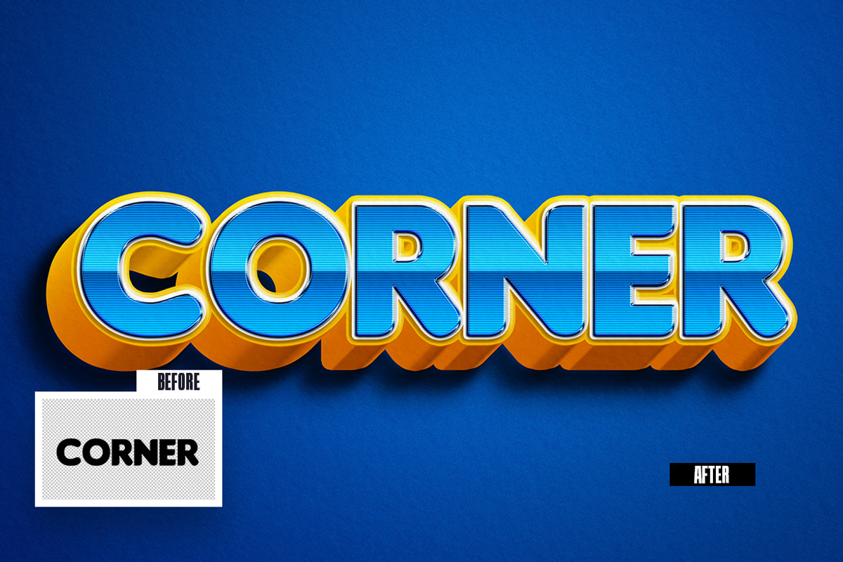 Corner 3D Text Effect, a Layer Style Add-On by iDoodle Studio (Photo 4 of 5)