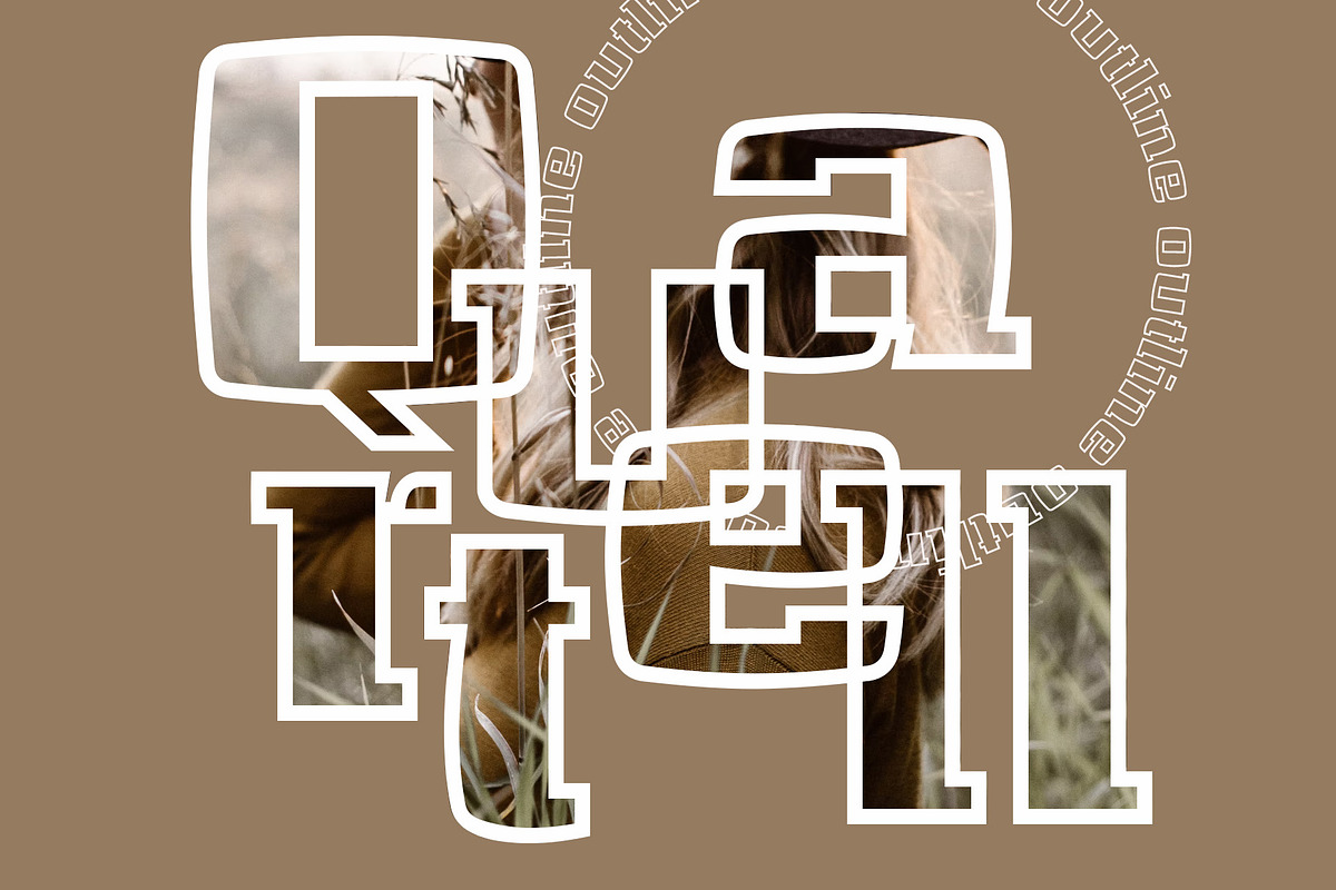 Quartell Round Outline, a Slab Serif Font by NREY (Photo 1 of 5)