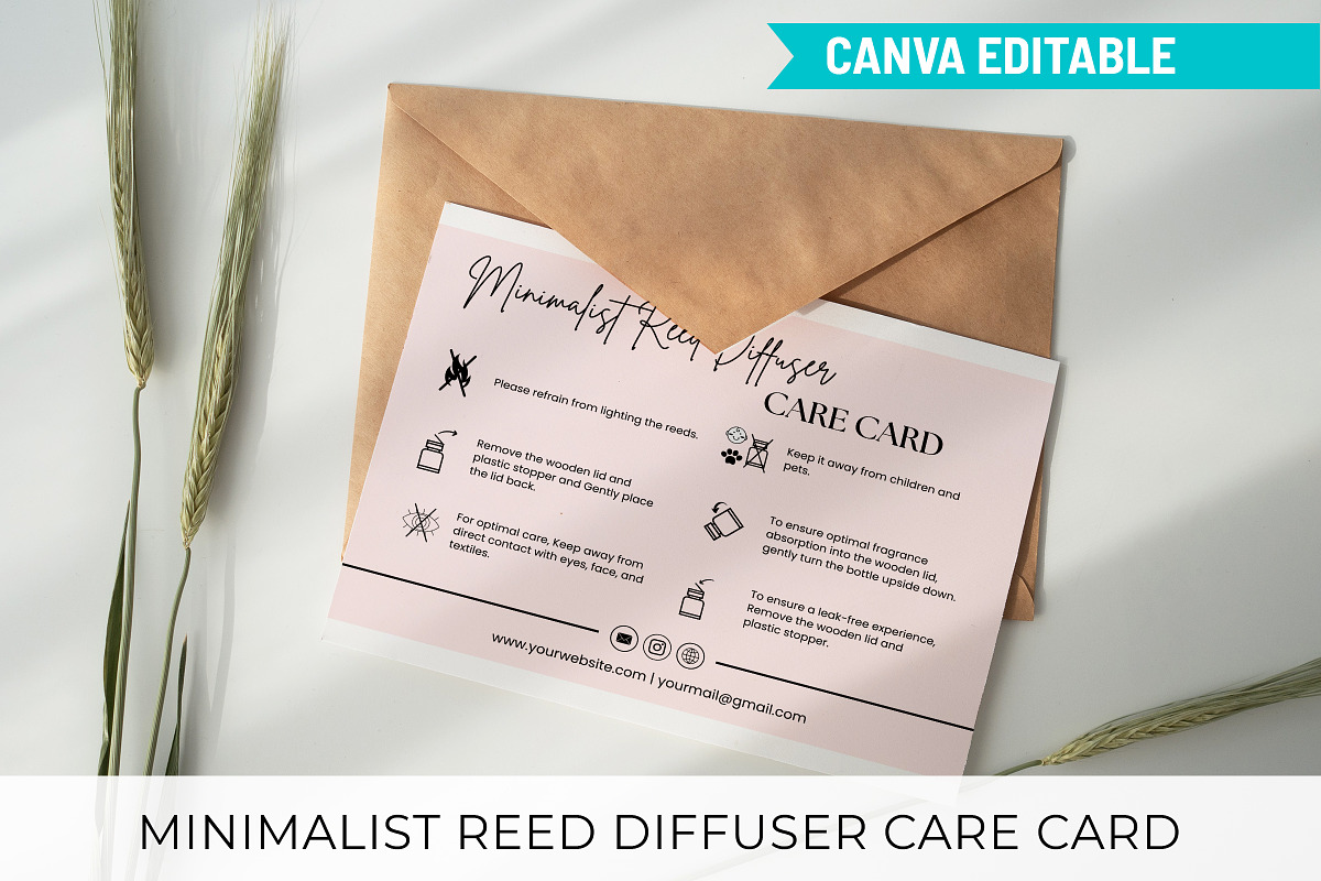 Minimalist Reed Diffuser Care Card, a Templates & Theme by Snapybiz (Photo 10 of 10)