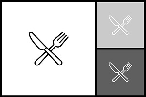 Crossed Fork and Knife Icon, an Outline Icon by quadrazo